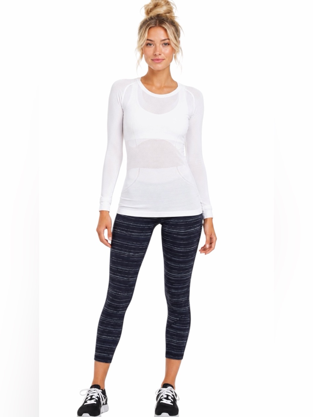 Lululemon – Pace Rival Crop 22” Leggings Cyber Stripe Naval Blue Black – Sz. 6